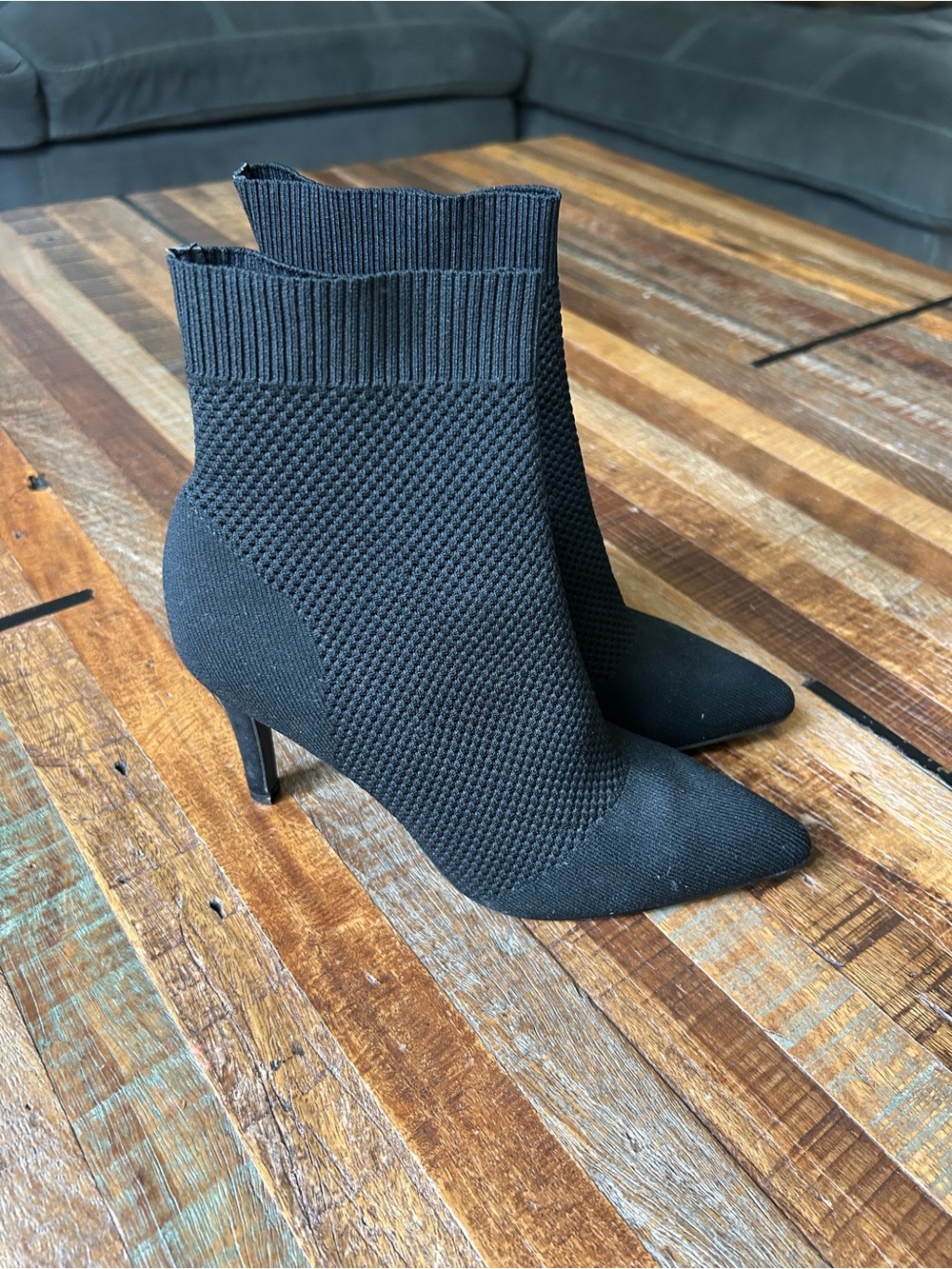 MIA McKinely Knit Pointed-Toe Sock Booties in Black